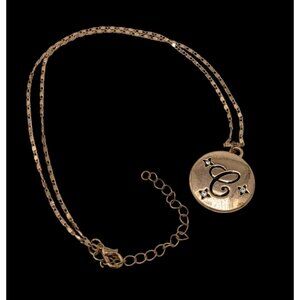 Elegant Glam Cursive Letter C Initial Necklace With Rhinestone Accents